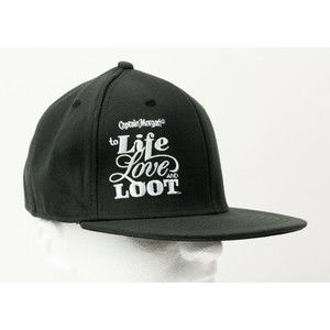 Captain Morgan Rum Fitted Hat Cap Black One Size Flex Stretch Tangerine Logo